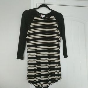 LulaRoe Black and Ivory Striped Tee